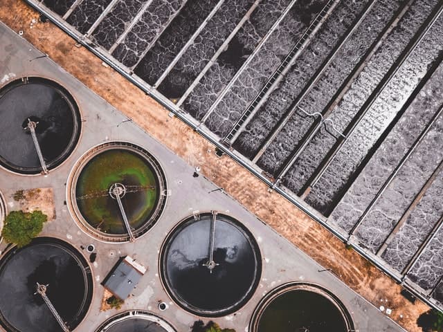 Aerial view of an effluent treatment plant