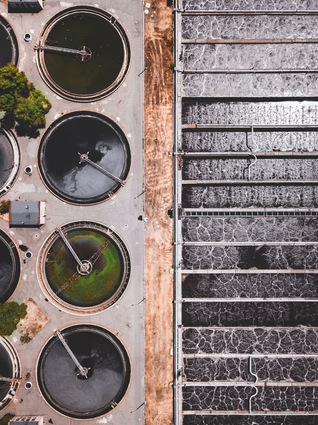 Aerial view of an industrial water treatment plant